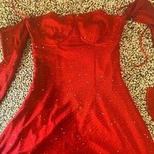 Unk Red Mini Dress with Sparkle Accents